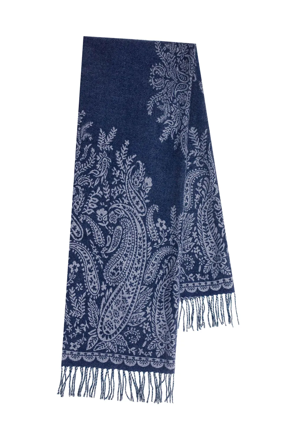 La Petite Etoile Ayla sjaal met franjes blauw