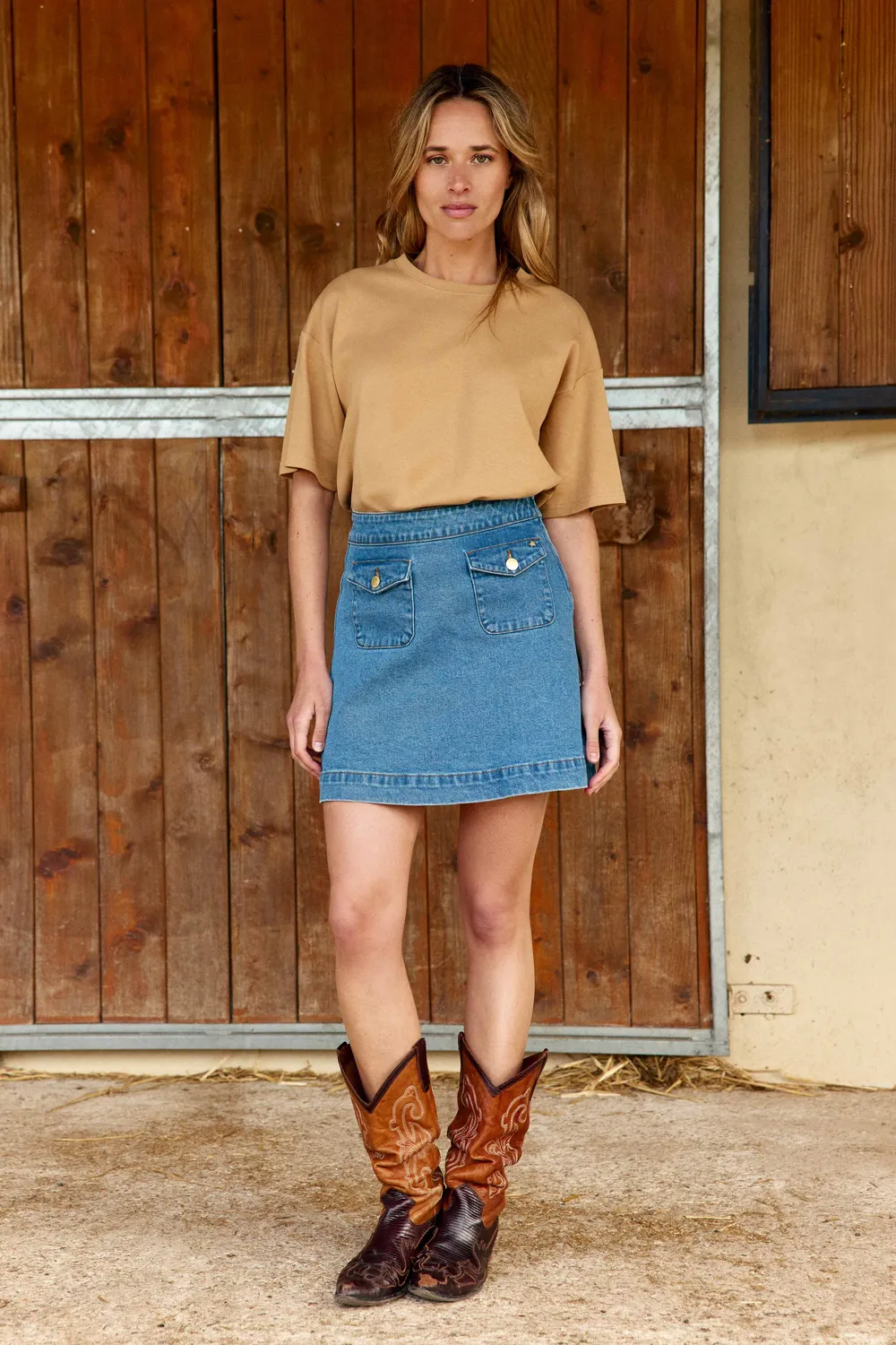 La Petite Etoile Tais oversize t-shirt camel ster