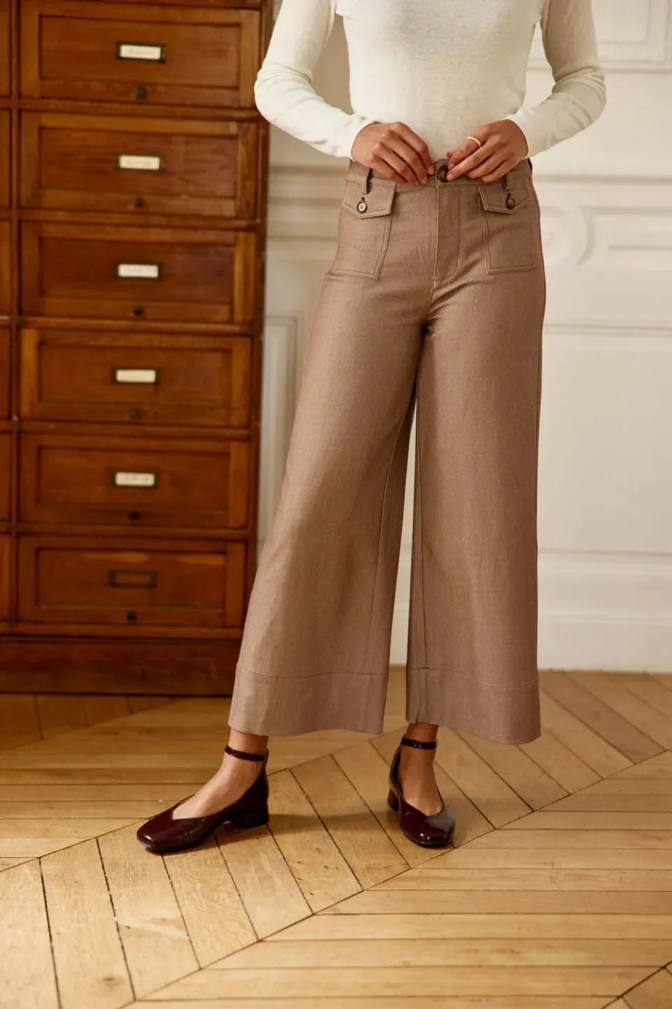 La Petite Etoile Atlanto wijde broek beige 7/8