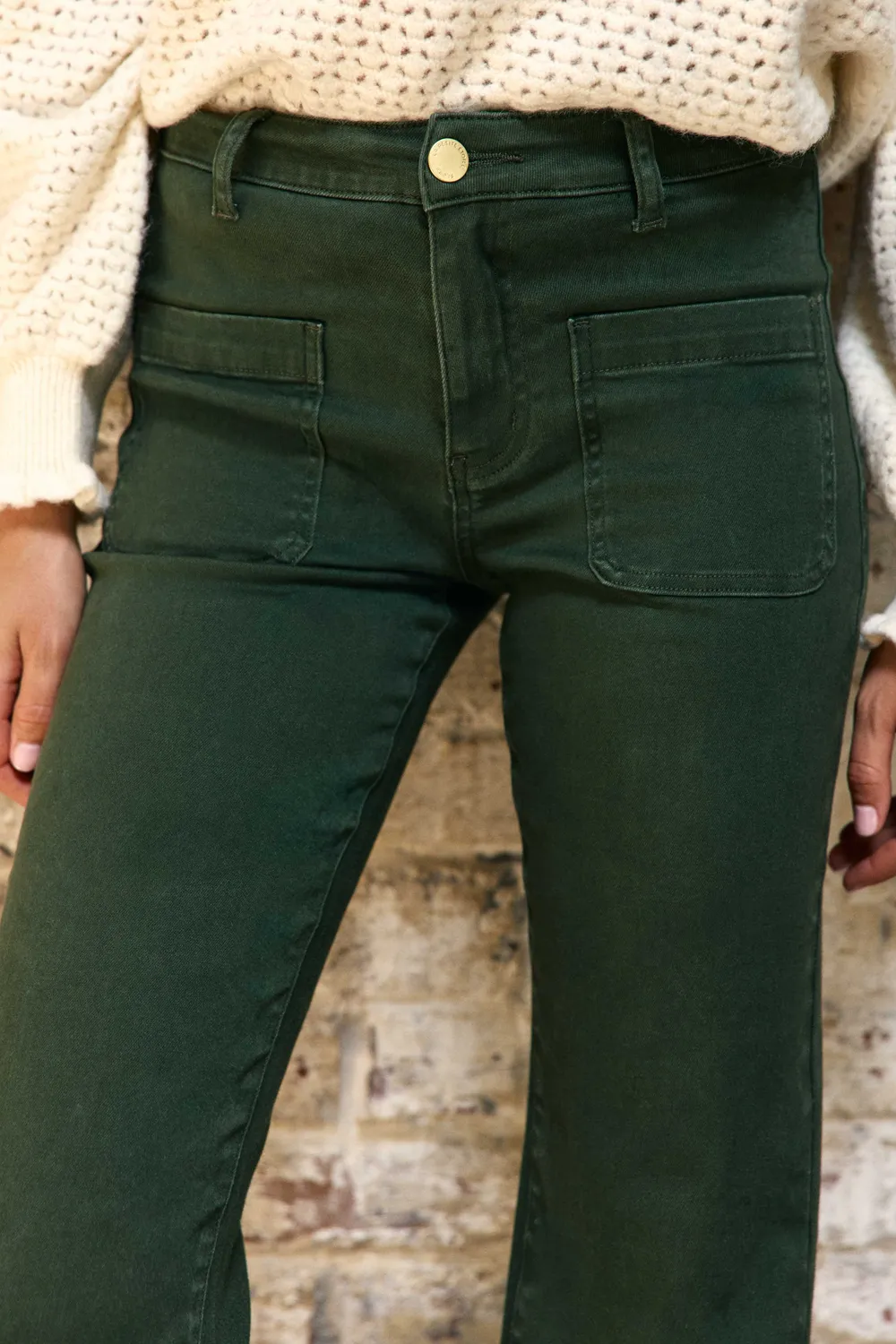 La Petite Etoile Sonny flare broek kaki hoge taille