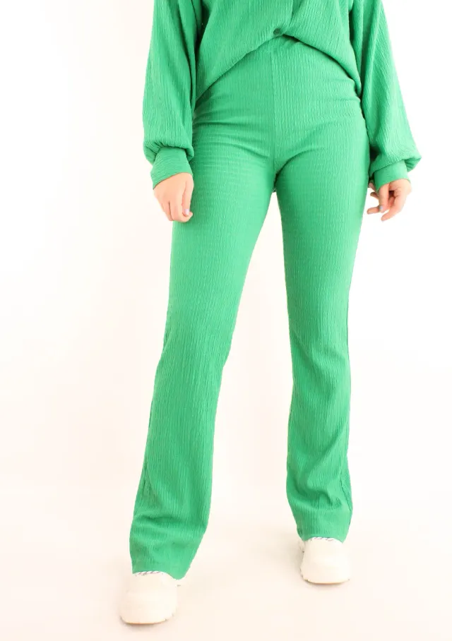 LOVEDRUNKY Coco broek groen flared hoge taille