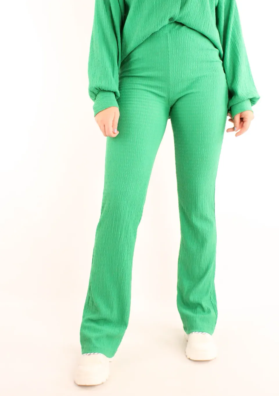 LOVEDRUNKY Coco broek groen flared hoge taille