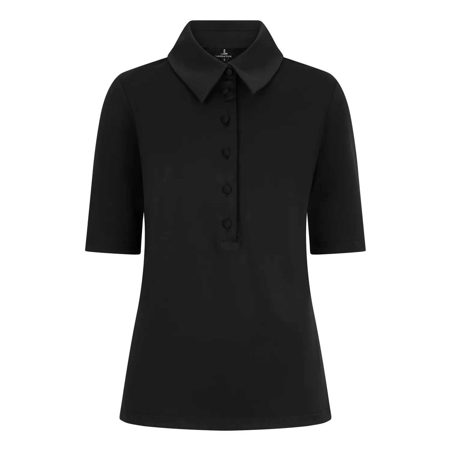 Laboutiek Chic Polo Shirt Top Zwart Driekwart Mouw