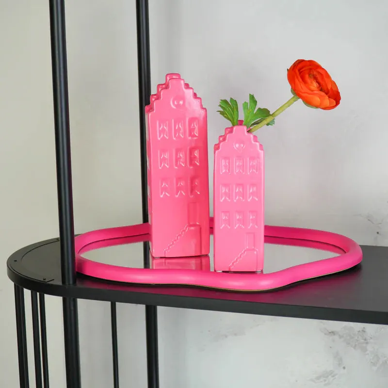 Housevitamin Organische Vorm wandspiegel neon-roze