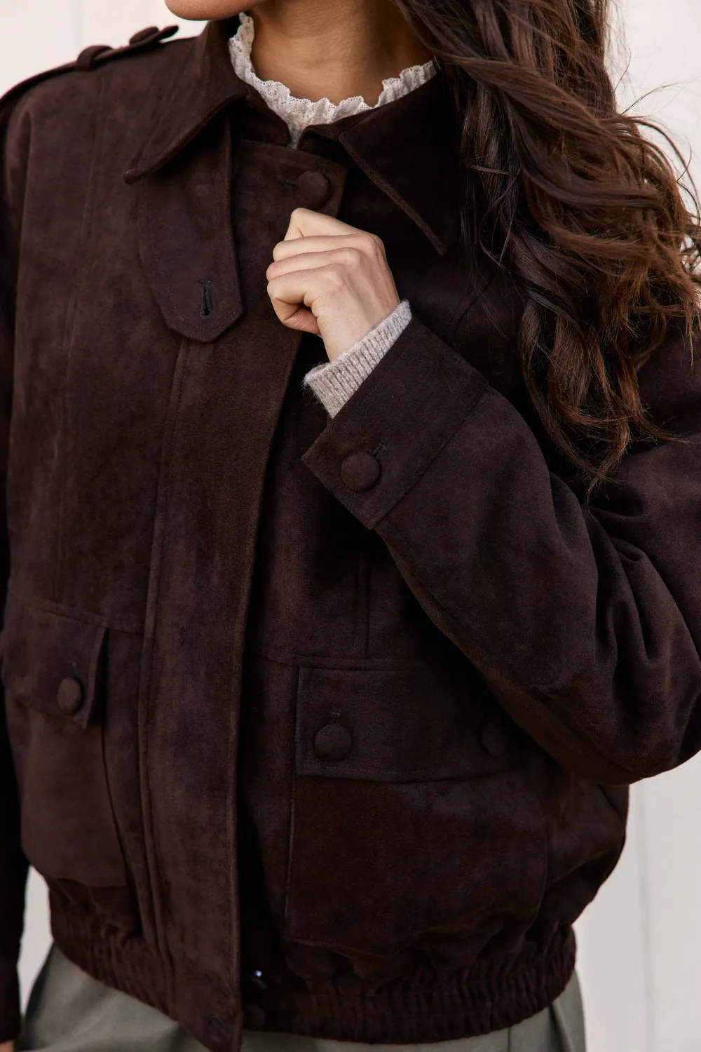 La Petite Etoile Veck jack bruin oversize suede