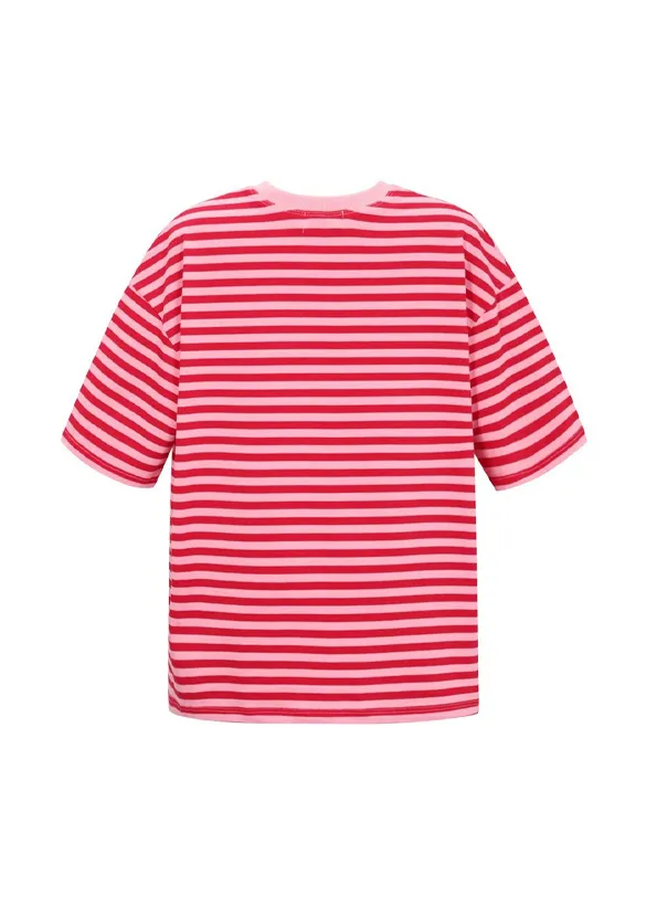 LOVEDRUNKY Gestreept T-shirt rood oversized