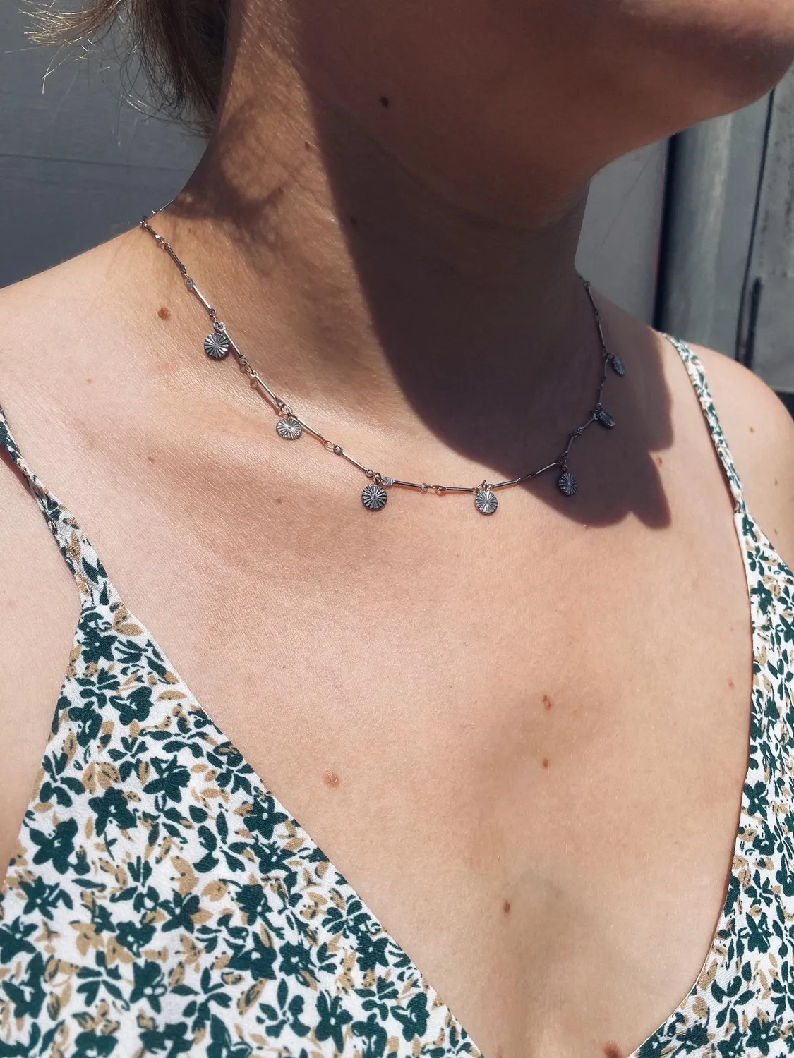 LOVEDRUNKY Flower Coin ketting zilver verstelbaar