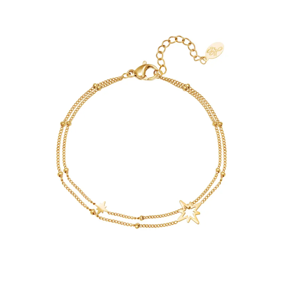 LOVEDRUNKY Kazoo armband goud dubbel met sterren