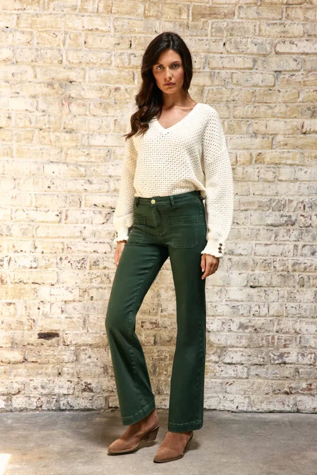 La Petite Etoile Sonny flare broek kaki hoge taille