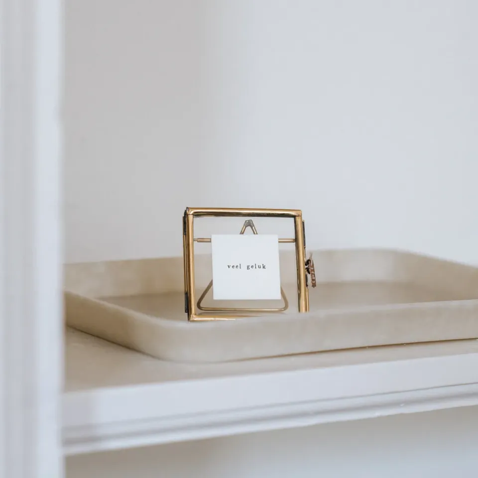 Amiek mini lijstje Veel geluk fotolijst 5x5 cm goud