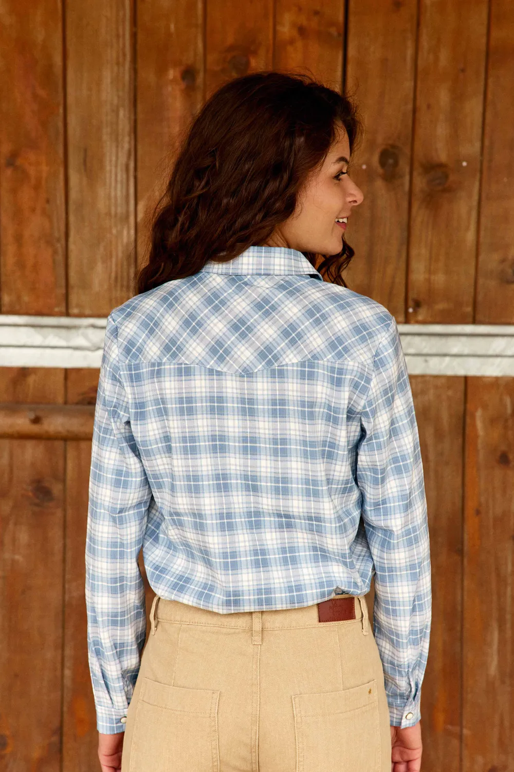 La Petite Etoile Clau blouse blauw ruit western