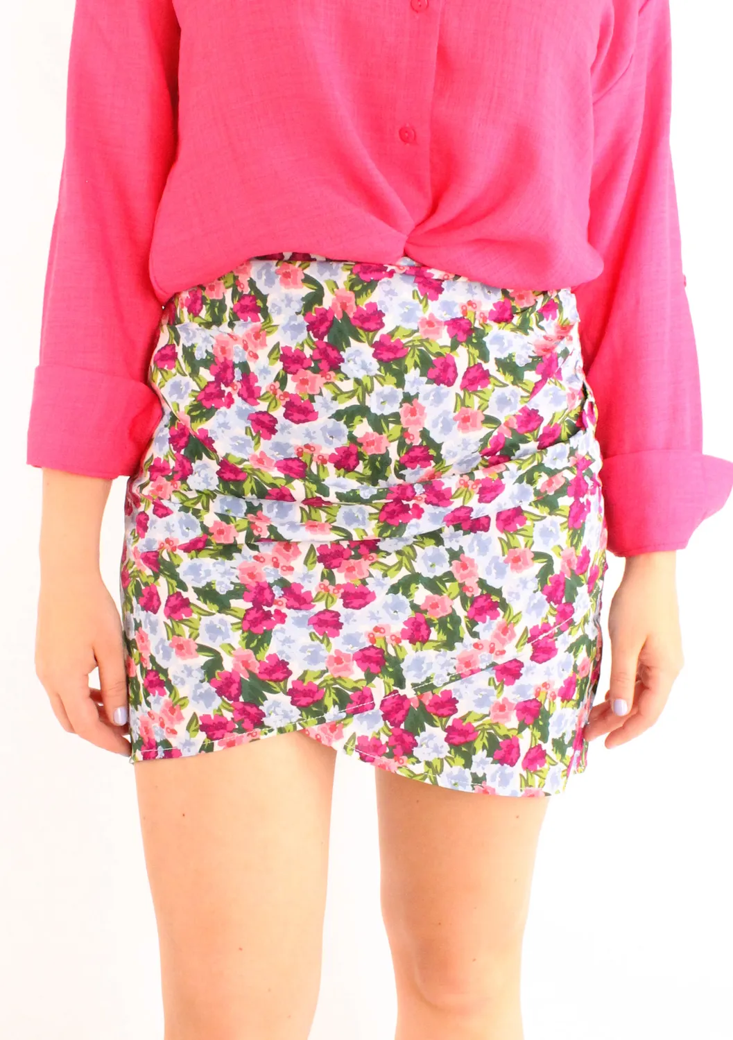 LOVEDRUNKY Bloemen rok blauw gevoerd