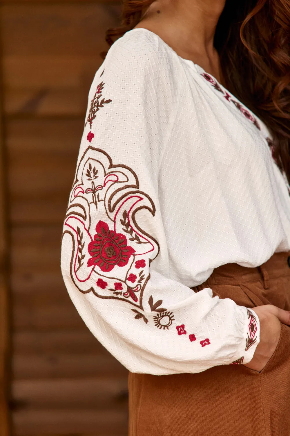 La Petite Etoile Barly blouse ecru geborduurd