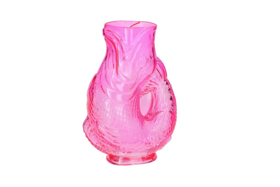 Amiek Vis Vaas glas roze 24 cm