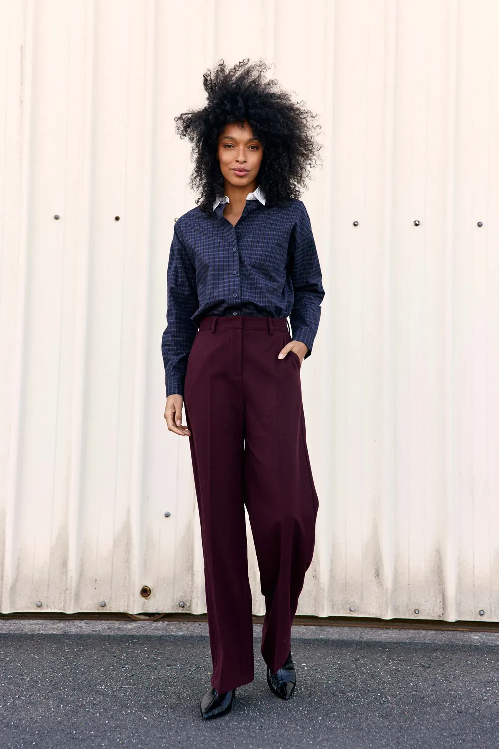 La Petite Etoile Chaniz blouse geruit marine