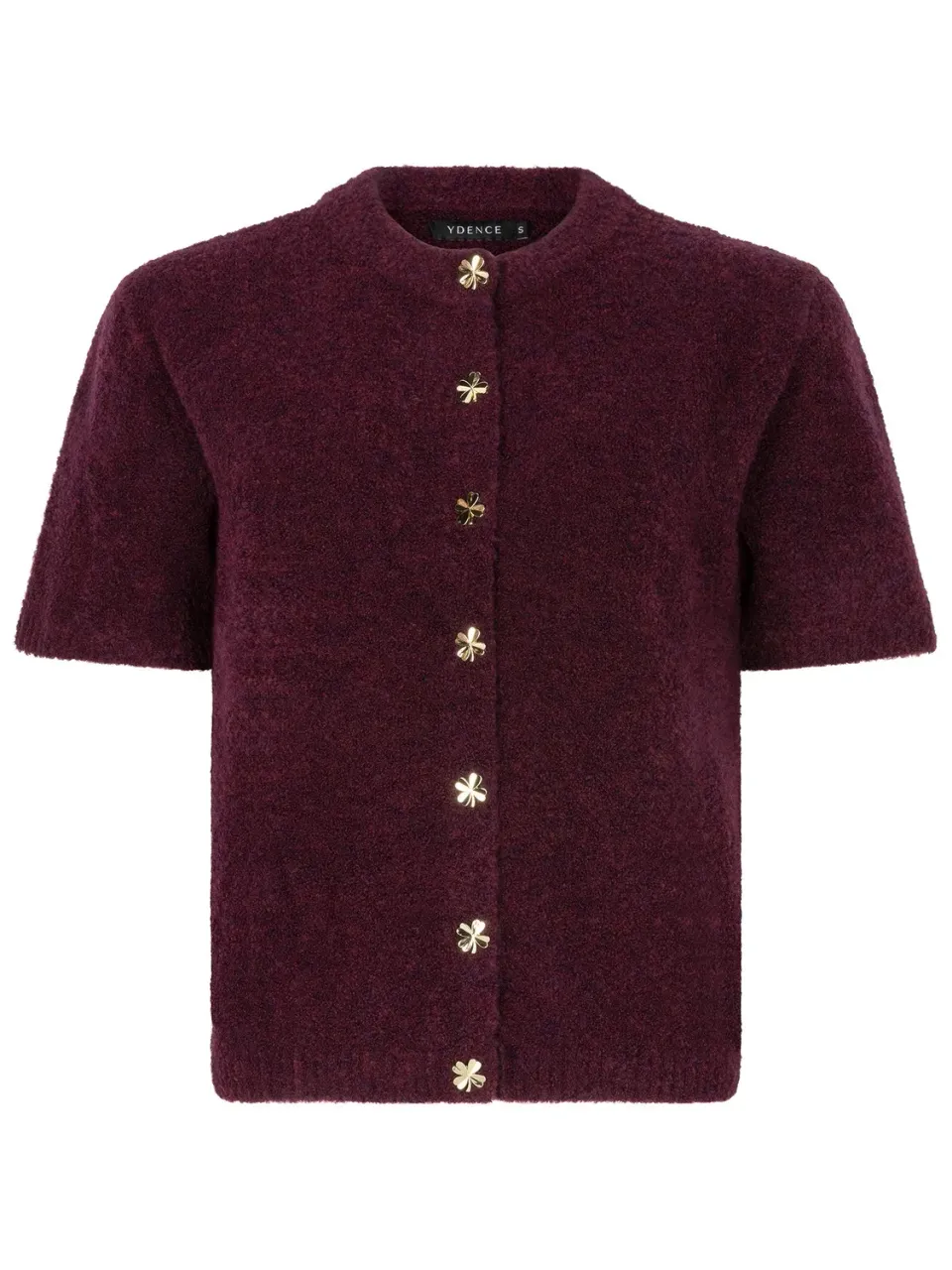 Amiek Kitty cardigan aubergine met klaverknopen