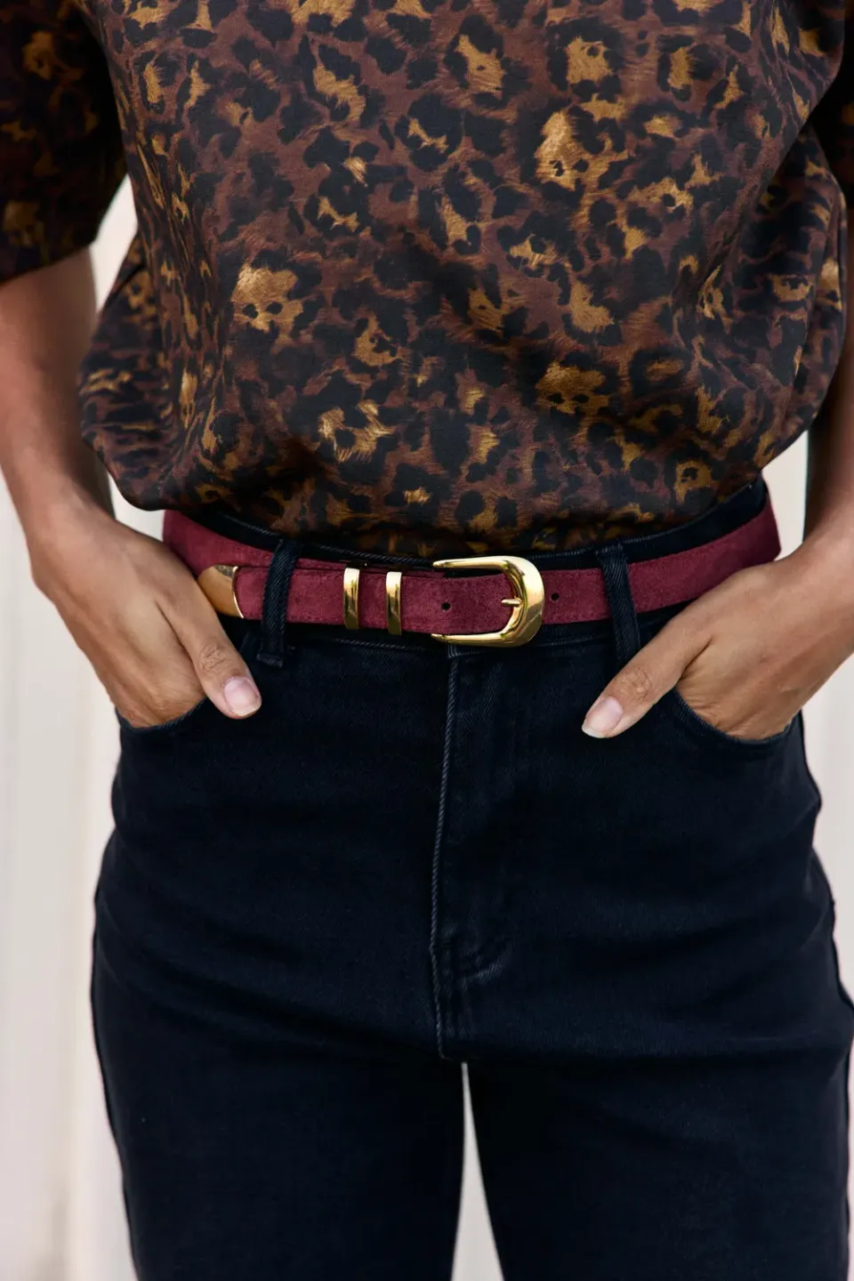 La Petite Etoile Anais riem suède bordeaux goud