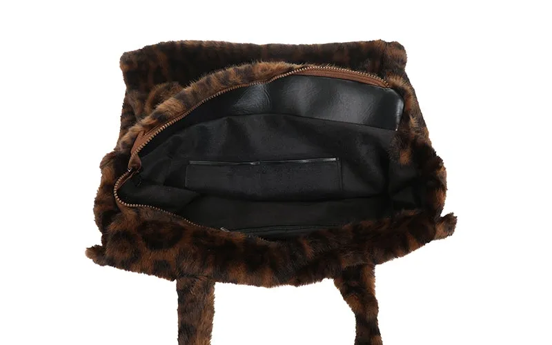 Amiek Monterosa shopper panter bruin faux fur