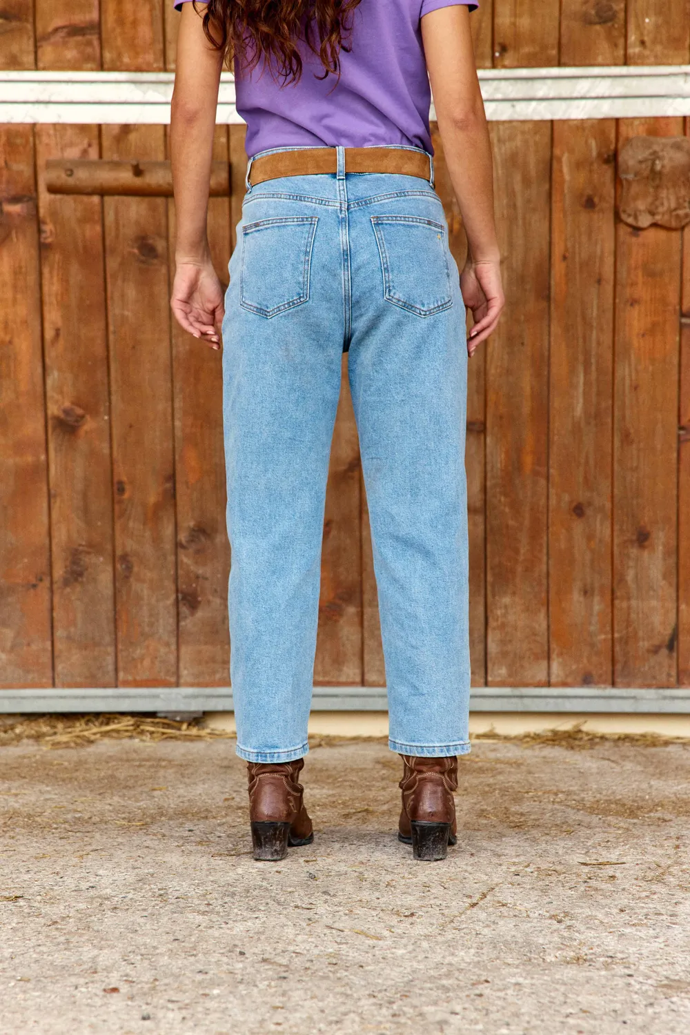 La Petite Etoile Pietra mom jeans stone blauw