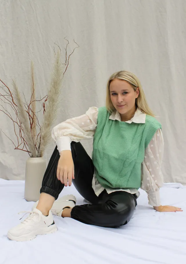 LOVEDRUNKY Spencer groen met kabelbreisel