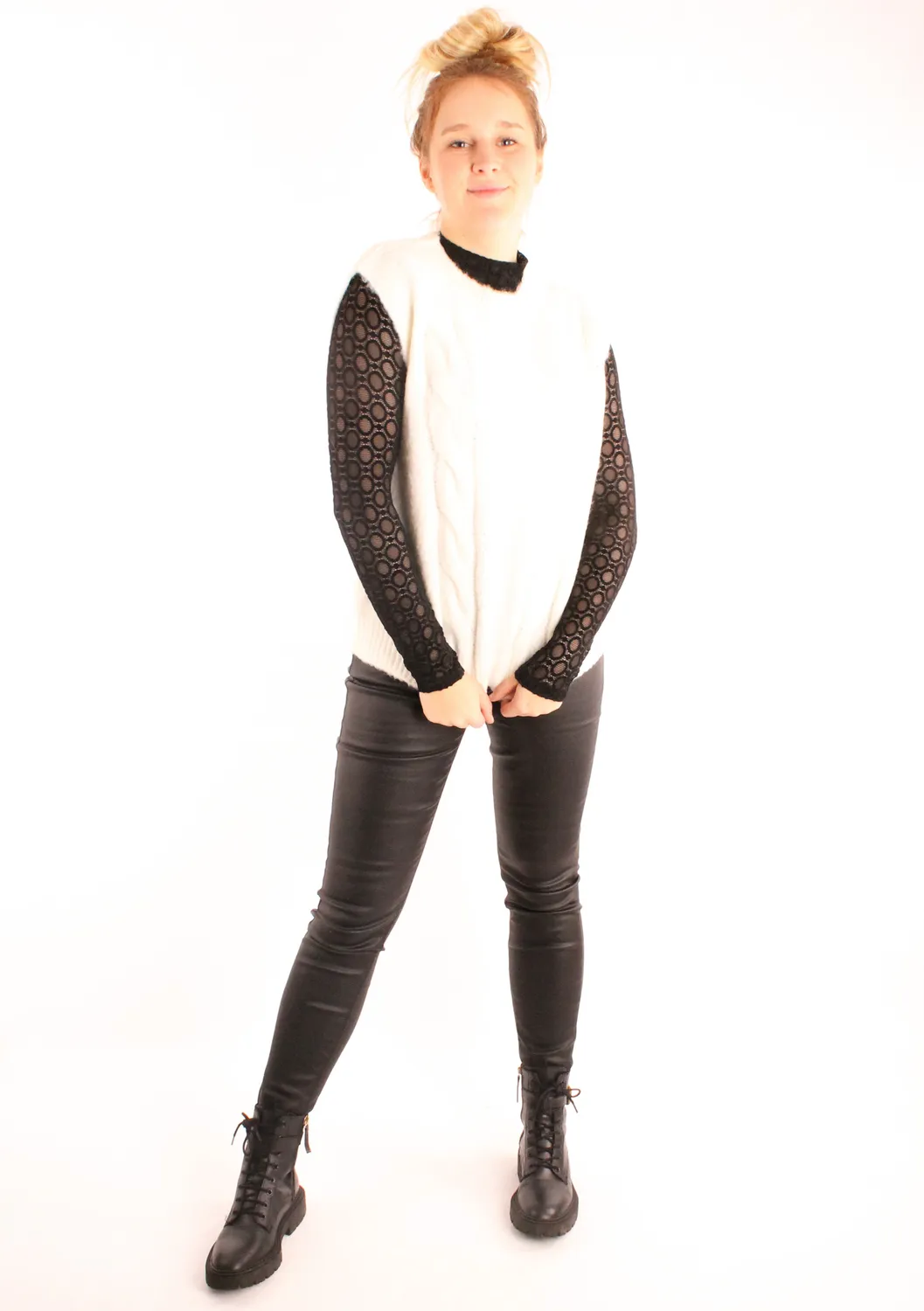 LOVEDRUNKY Skinny Coated zwarte broek hoge taille