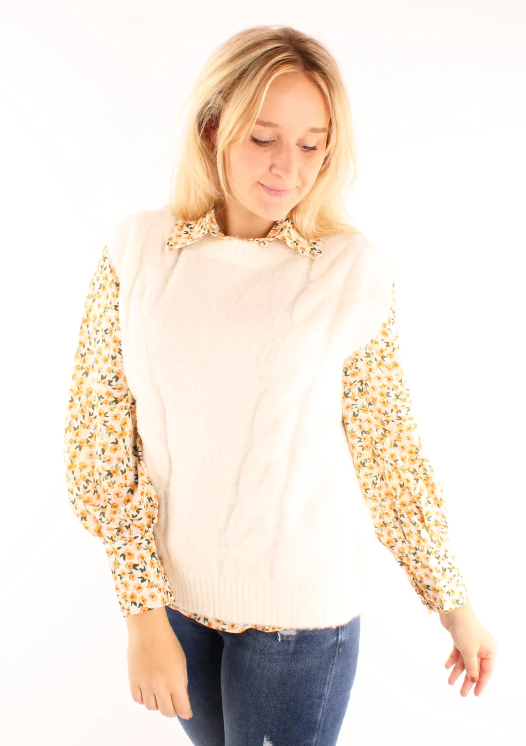 LOVEDRUNKY Spencer trui wit kabel knit