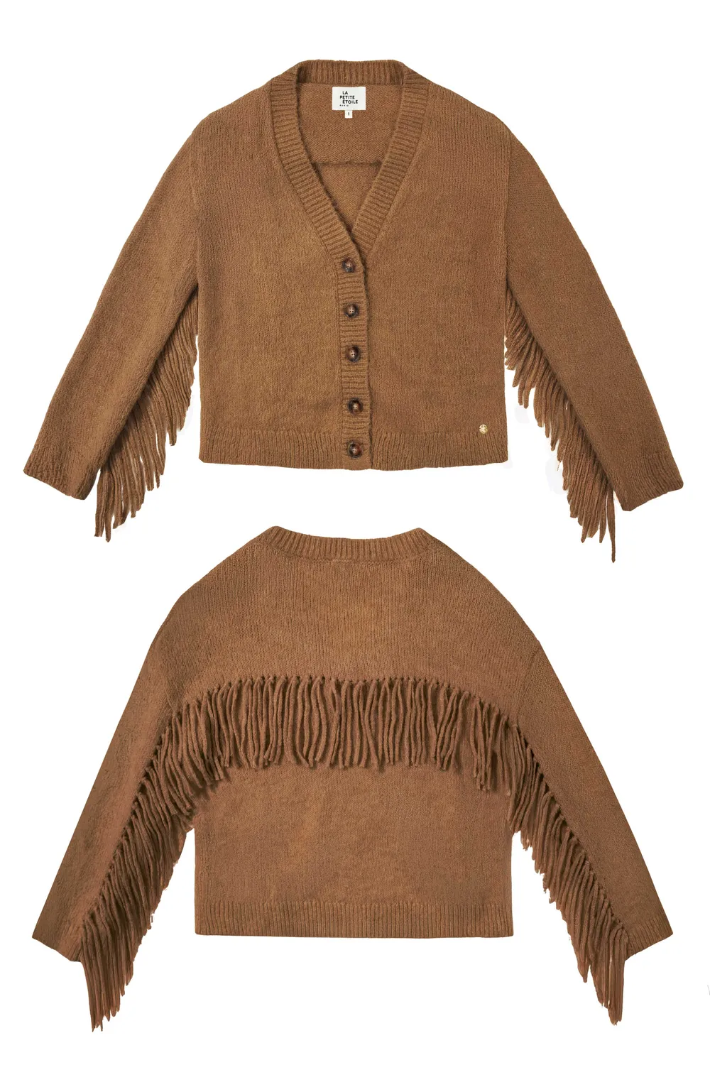 La Petite Etoile Mery vest met franjes noisette