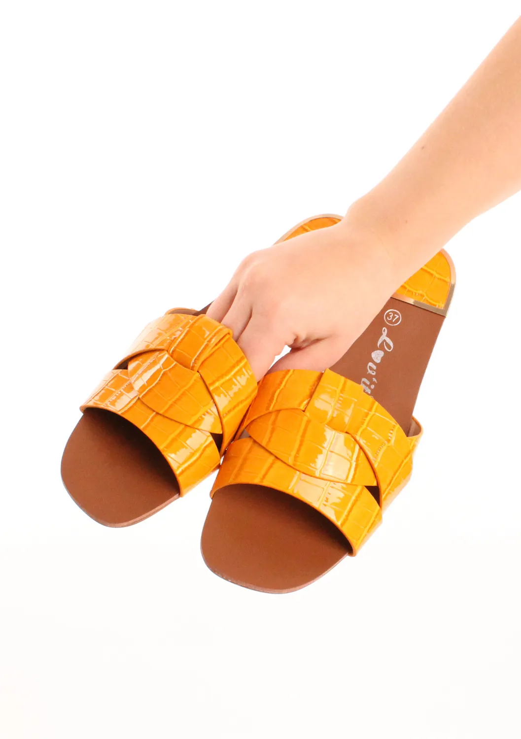 LOVEDRUNKY Croco slippers oranje croco band