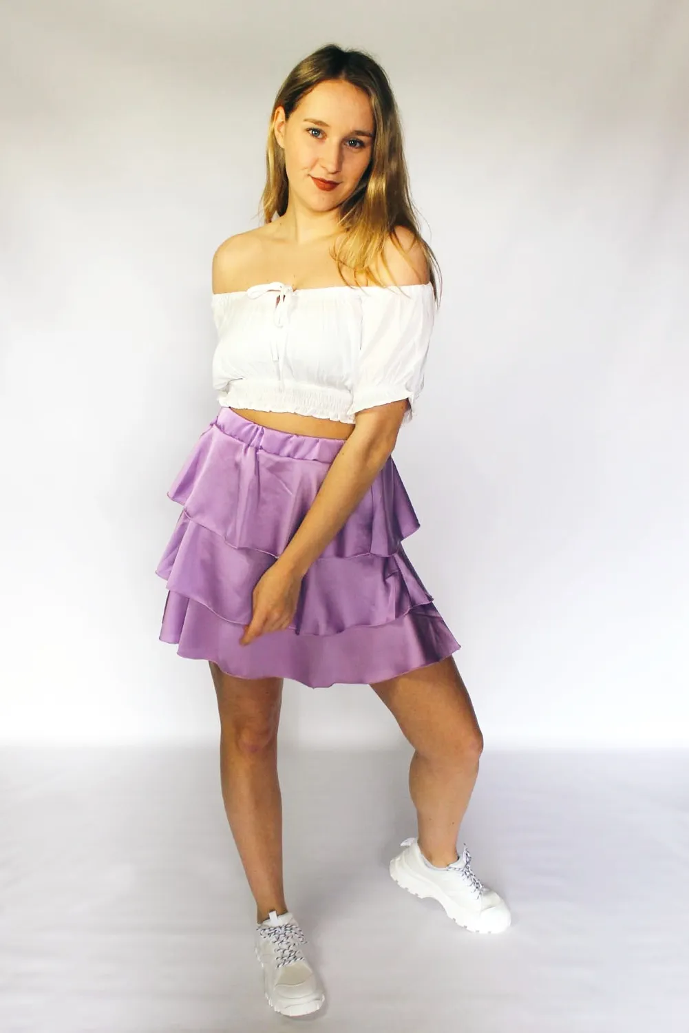 LOVEDRUNKY Ruffle Rok Lila met volant