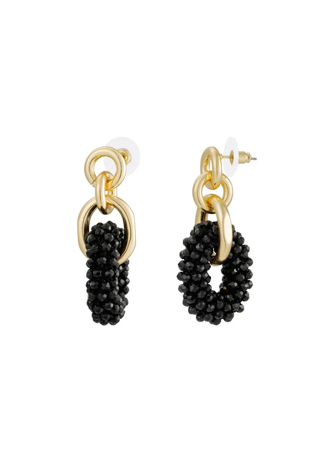 LOVEDRUNKY Double Beads oorbellen goud zwart