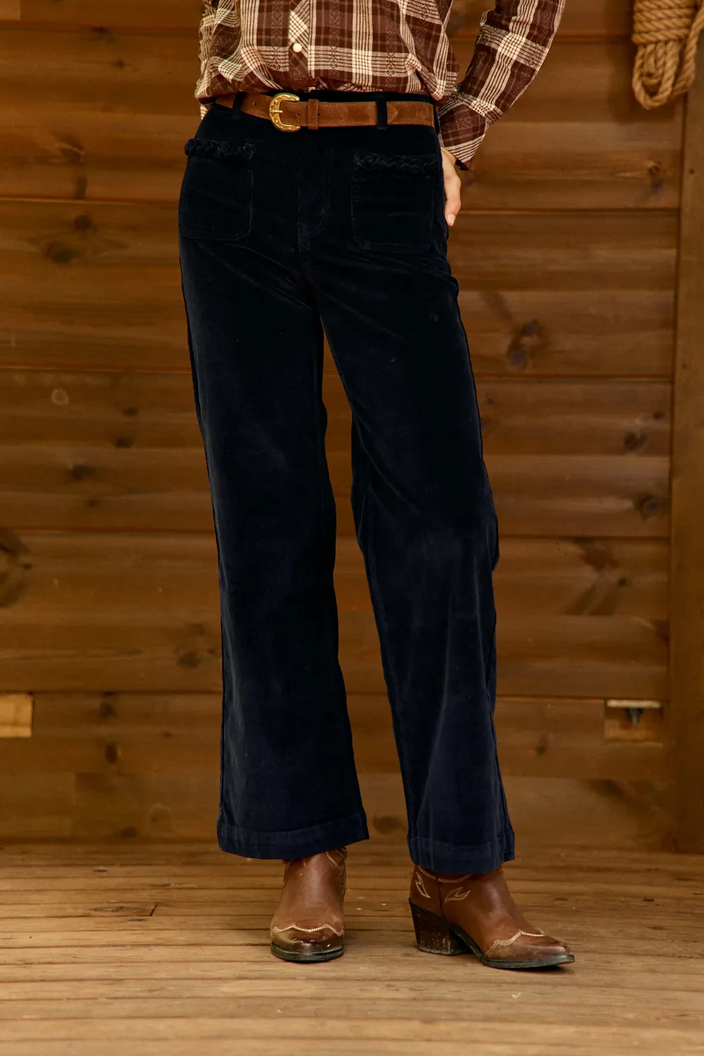 La Petite Etoile Atlantyo broek marine ribfluweel wijd