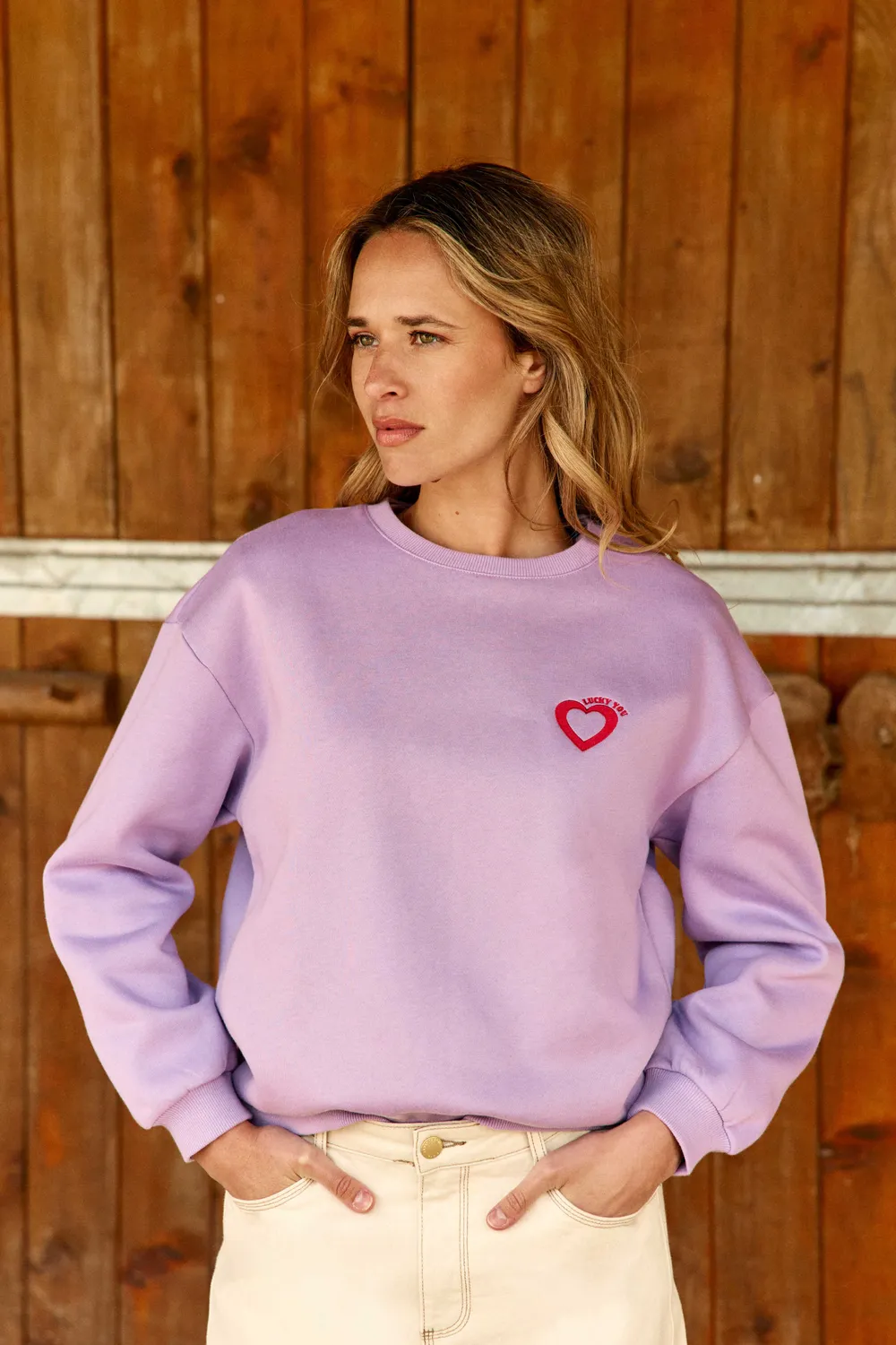La Petite Etoile Tucky sweater parme borduursel