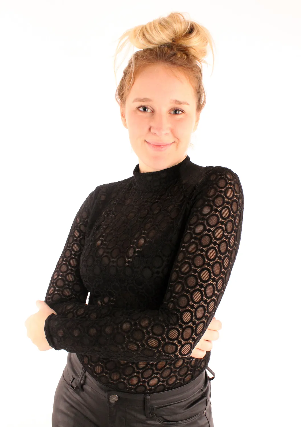 LOVEDRUNKY Kant Turtleneck top zwart kant
