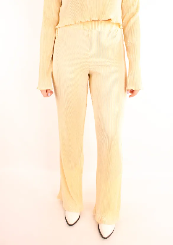 LOVEDRUNKY Plisse Broek lichtgeel straight luchtig