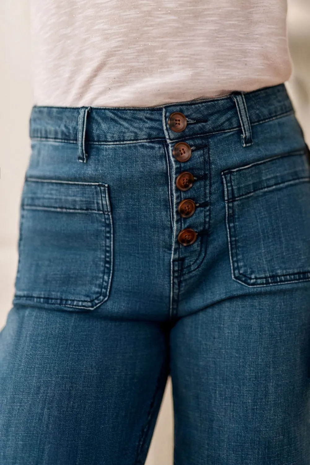 La Petite Etoile Atlanta jeans wijd stone uitgewassen