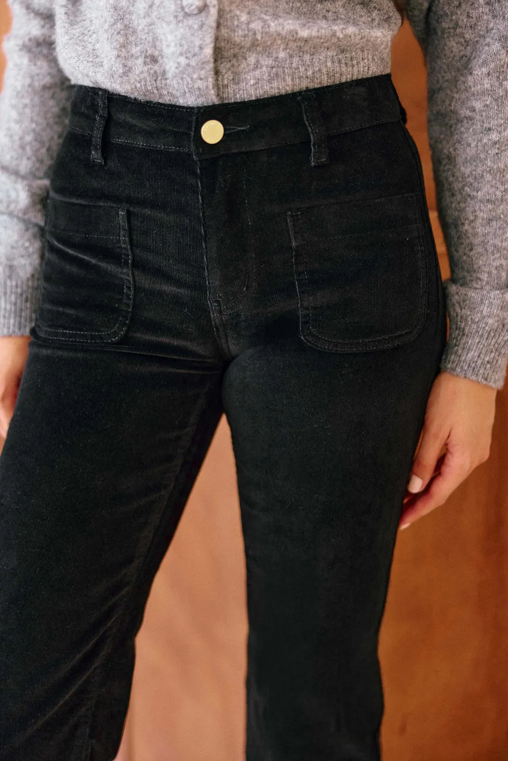 La Petite Etoile Sonny flare broek velours zwart