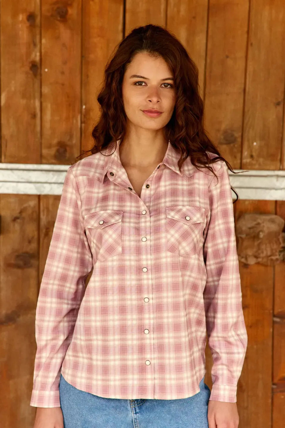 La Petite Etoile Clau ruit blouse roze western