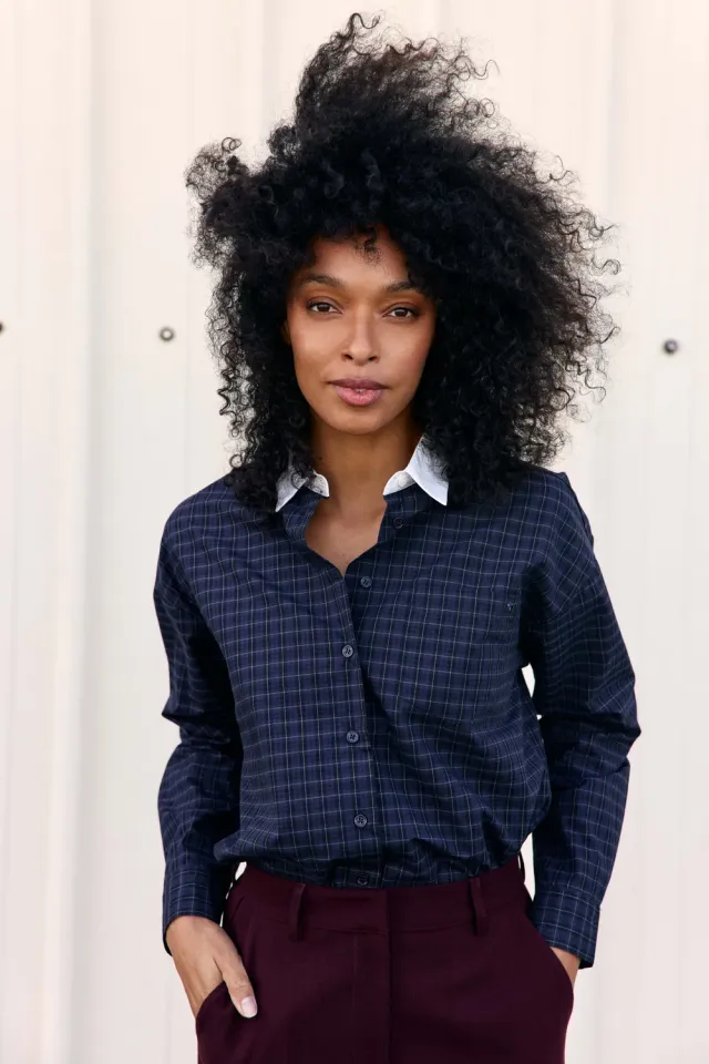 La Petite Etoile Chaniz blouse geruit marine