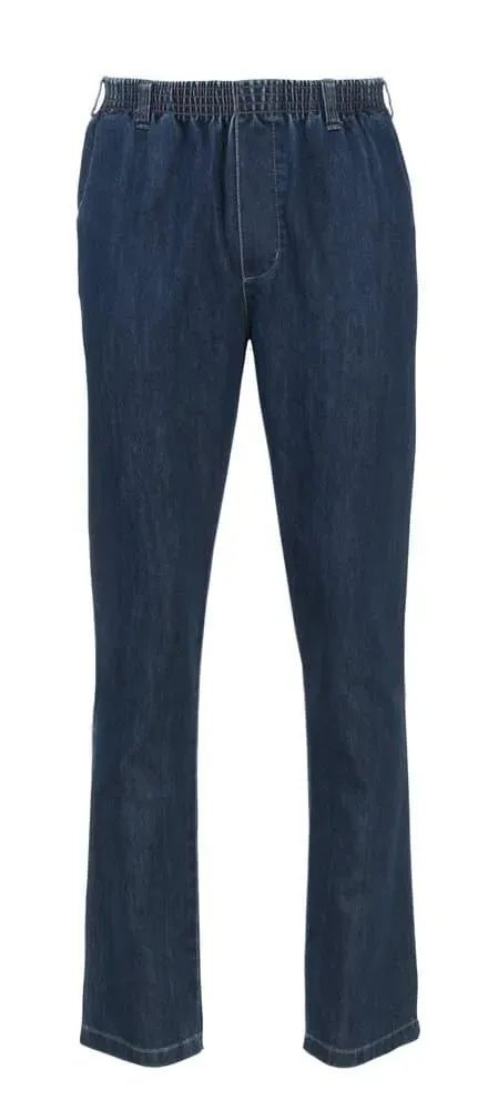 Seniorenkleding heren jeans rondomelastiek blauw denim