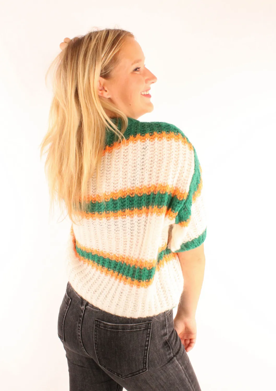 LOVEDRUNKY Poppy trui groen beige oversized knit
