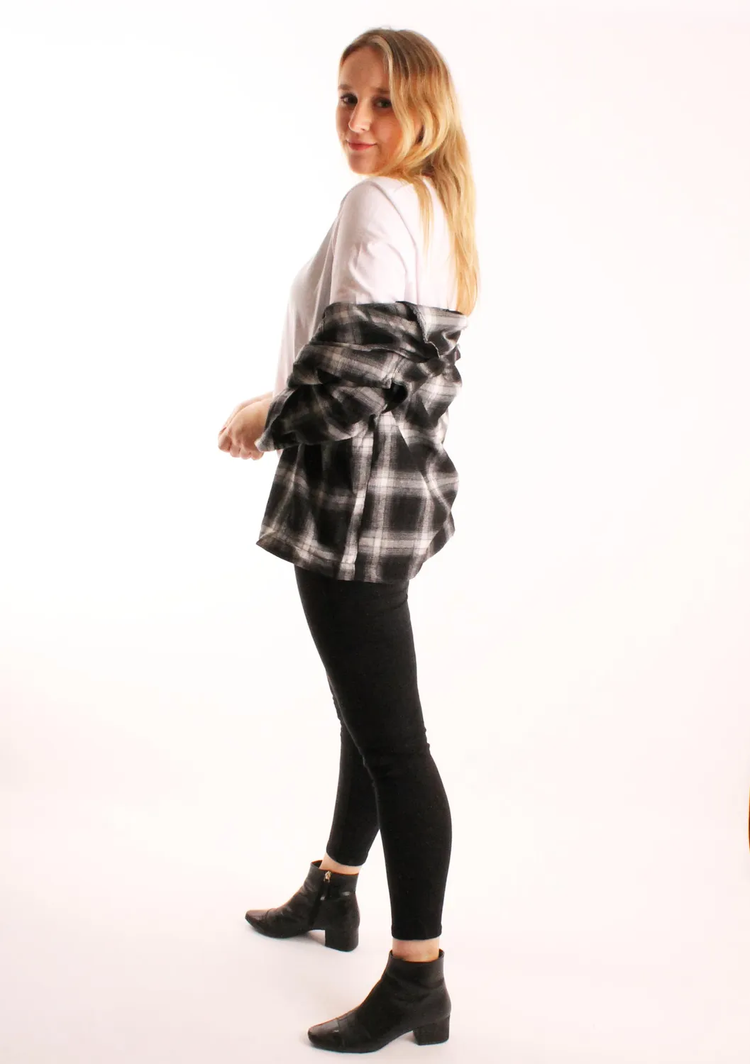 LOVEDRUNKY Blouse Geruit blouse zwart ruit borstzakken
