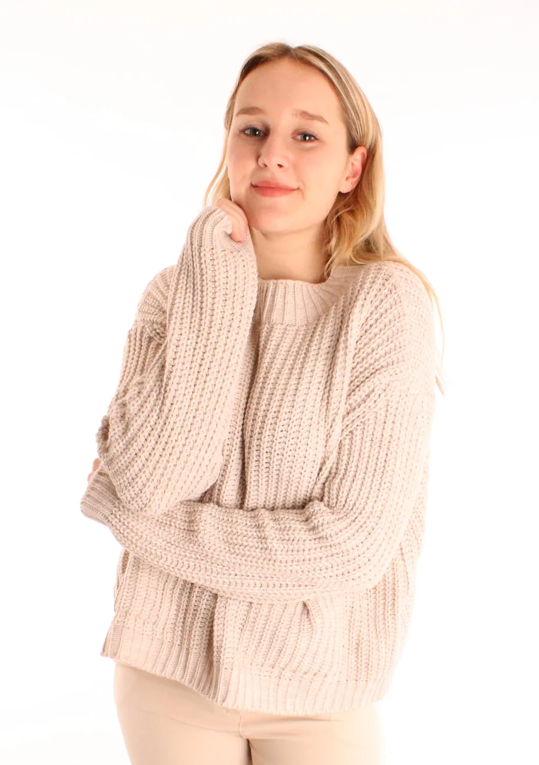 LOVEDRUNKY Pockets Trui ecru oversized