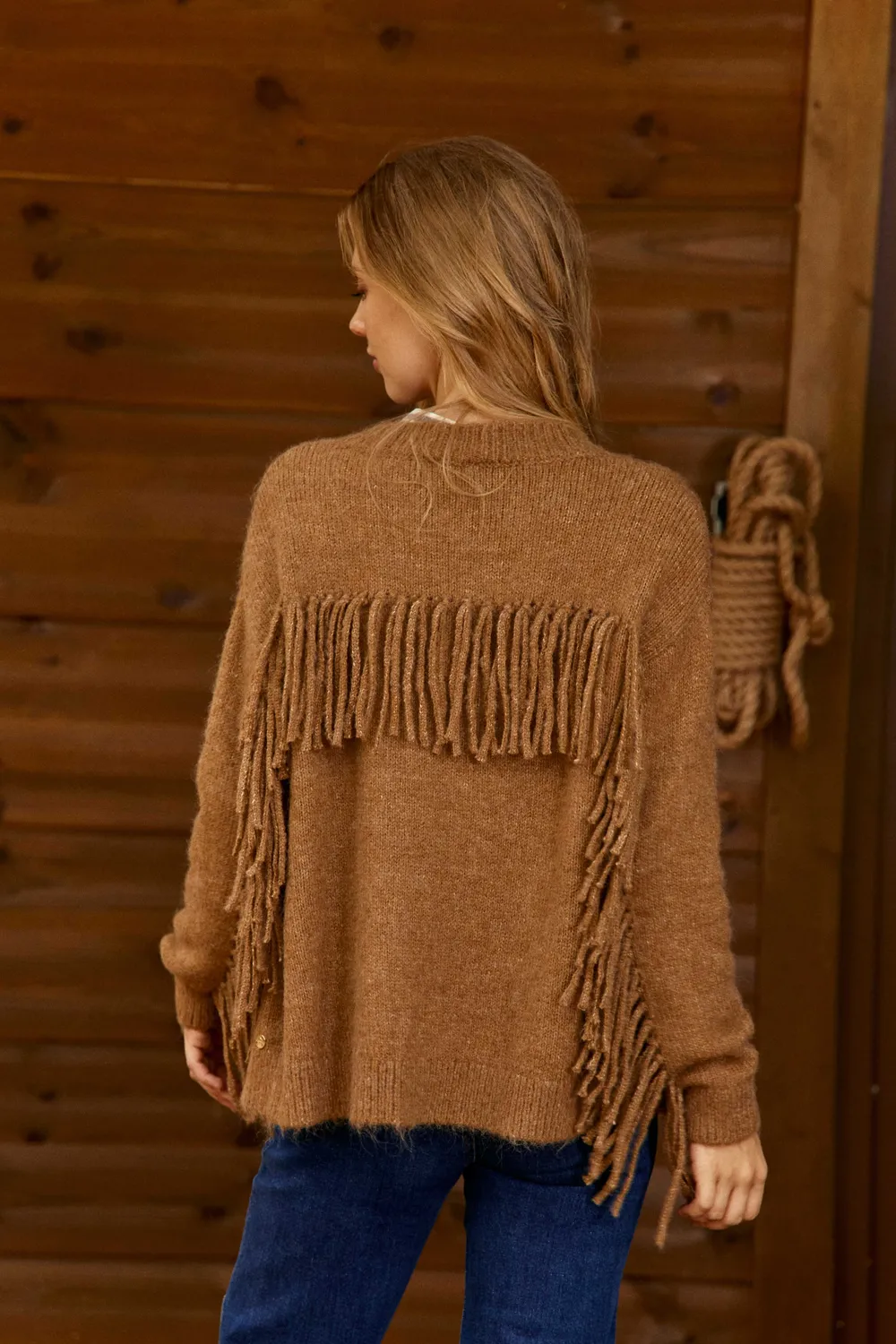 La Petite Etoile Mery vest met franjes noisette