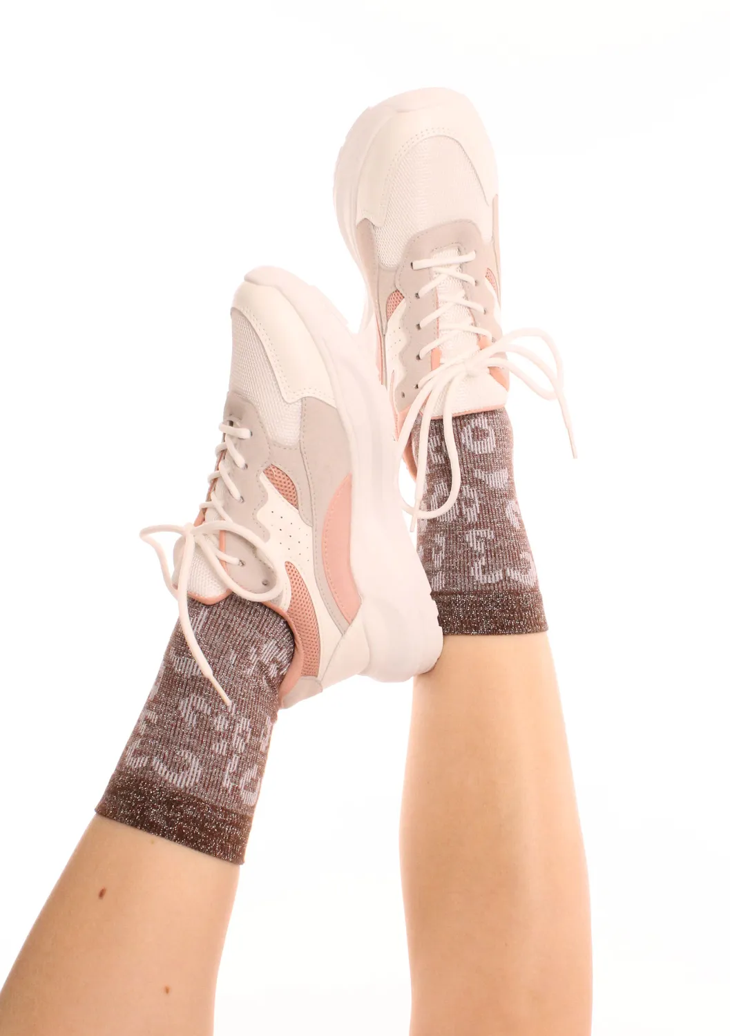 LOVEDRUNKY Sneakers Beige Roze lage sneaker