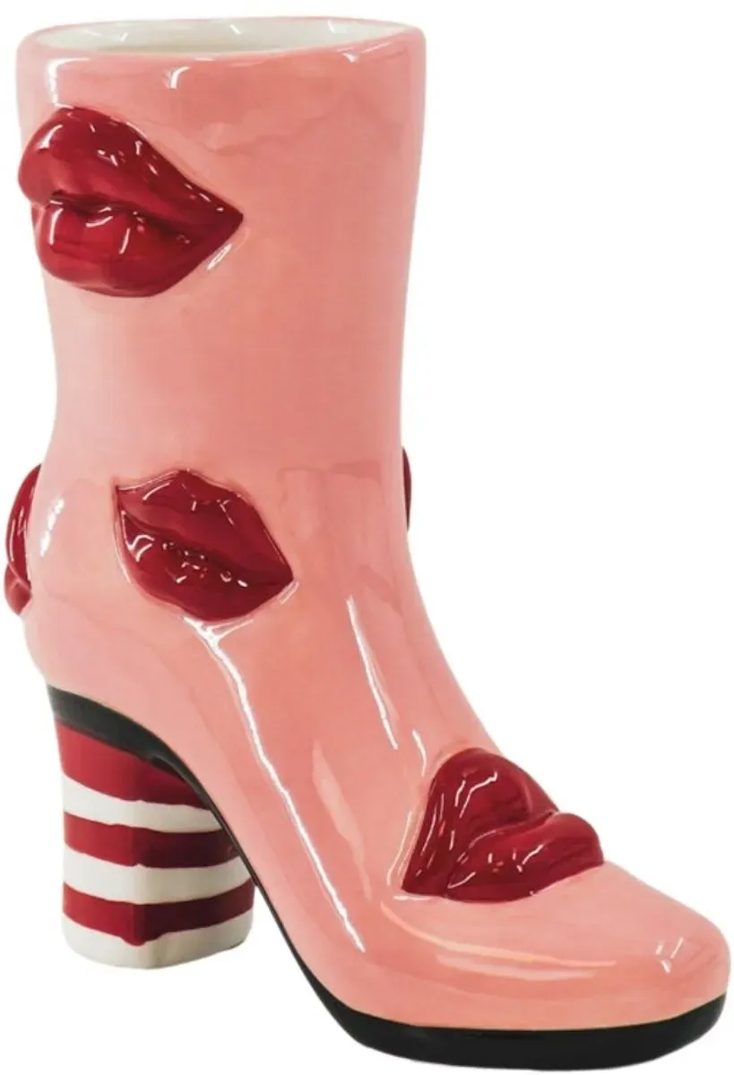 Amiek Housevitamin Laars met Lipjes vaas roze rood 23 cm keramiek