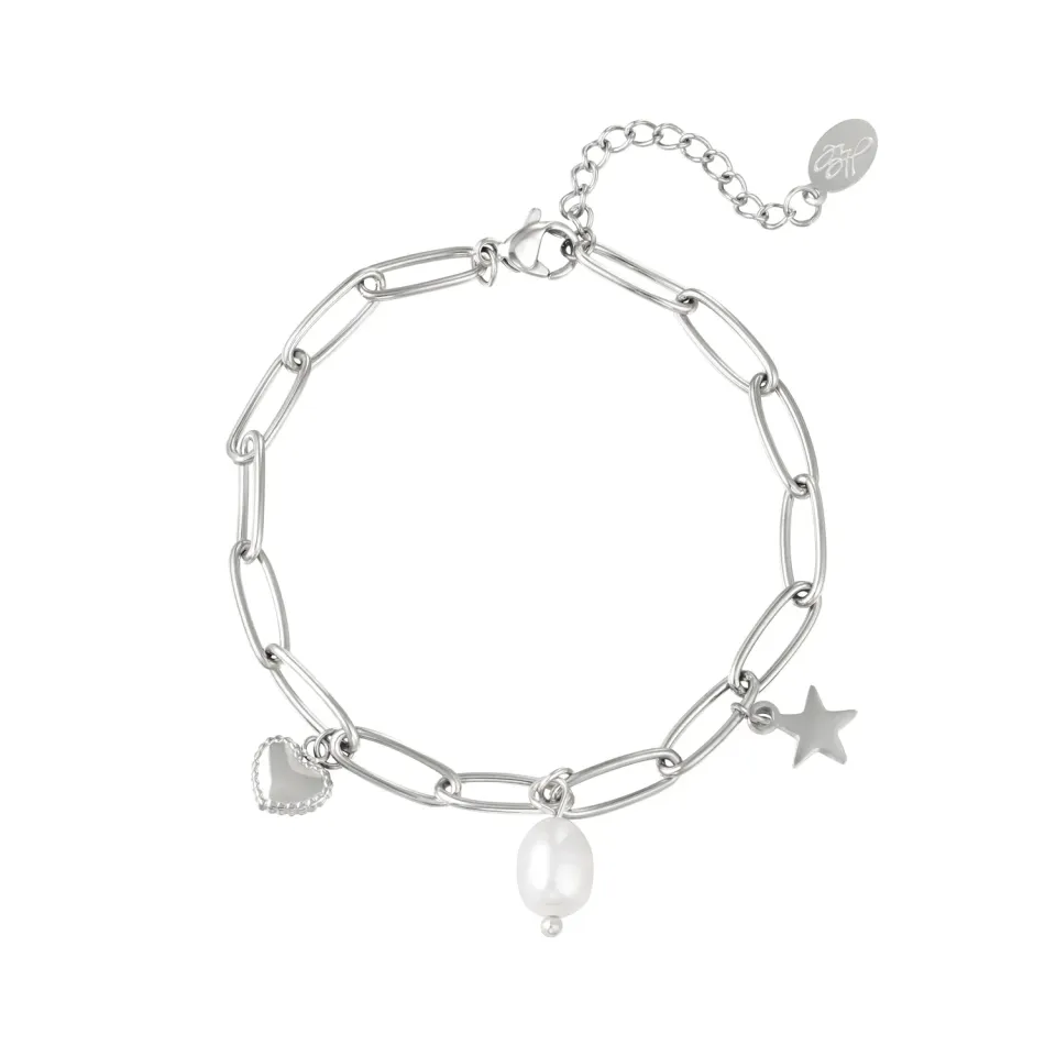 LOVEDRUNKY Bedels armband zilver met 3 bedels