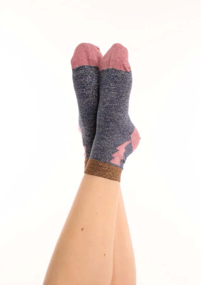 LOVEDRUNKY Sokken Bliksem blauw glitter One Size