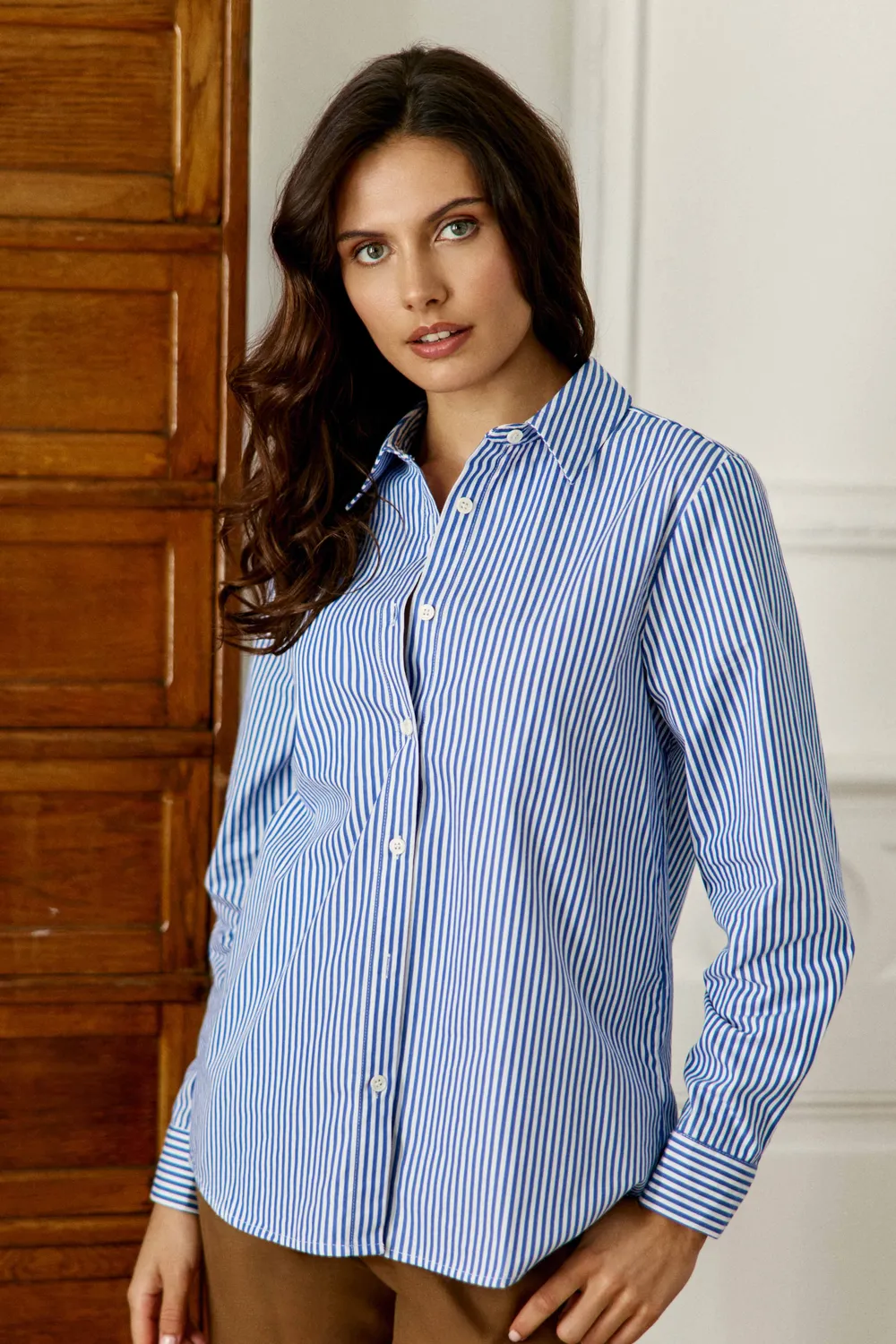La Petite Etoile Carine blouse streep blauw ecru katoen