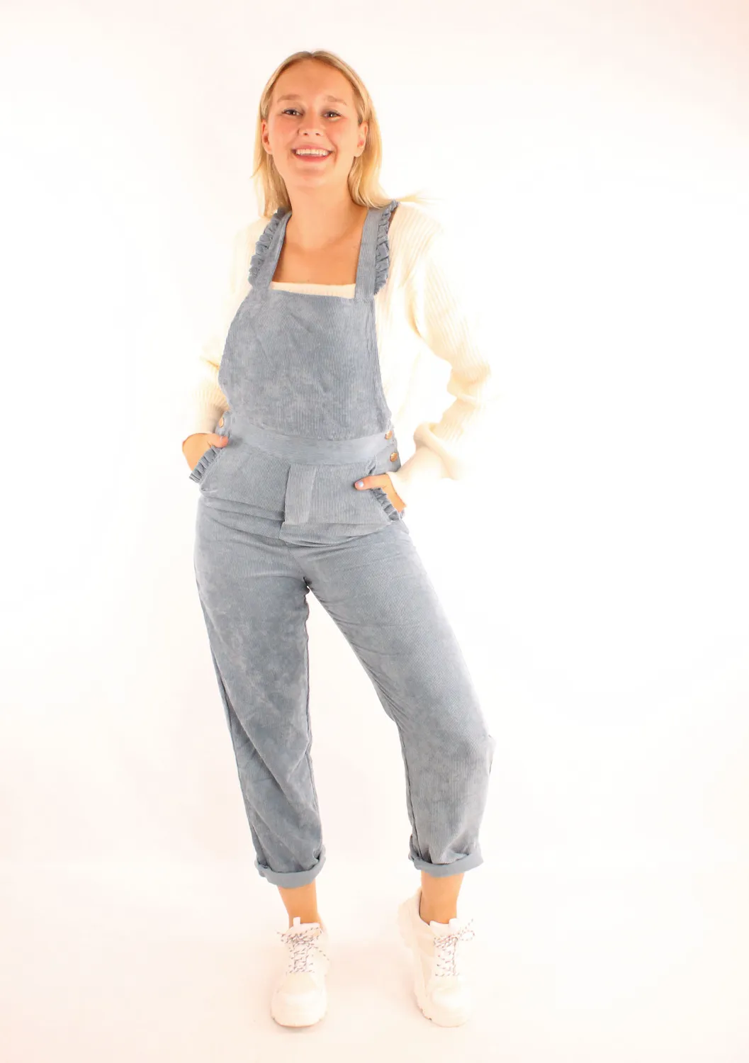 LOVEDRUNKY Corduroy jumpsuit blauw straight