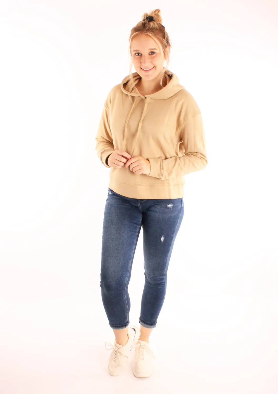 LOVEDRUNKY Hoodie beige sweater met capuchon S M L